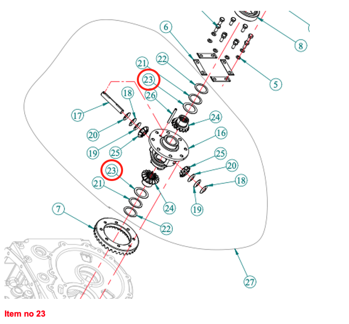 Diferențial spate 1.2mm (șasiu) Captain, Startrac, Antonio Carraro, etc.