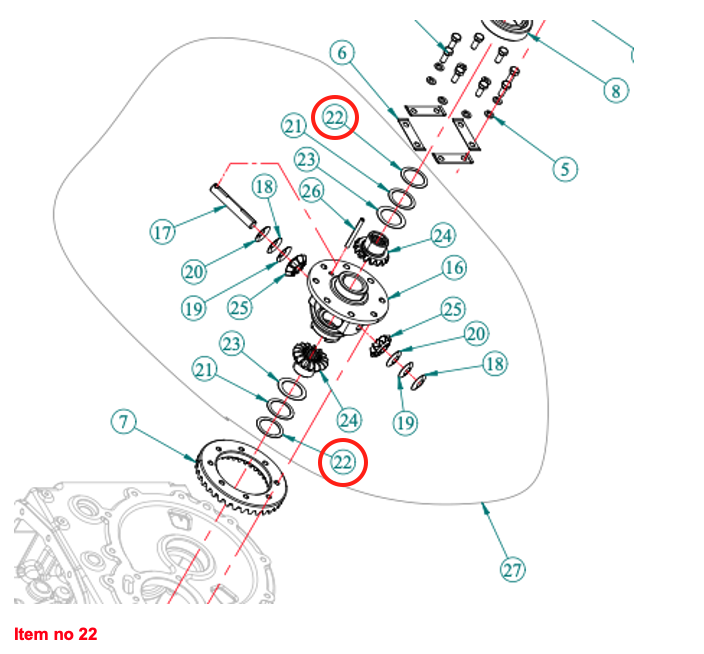 Diferențial spate 1.0mm (șasiu) Captain, Startrac, Antonio Carraro, etc.