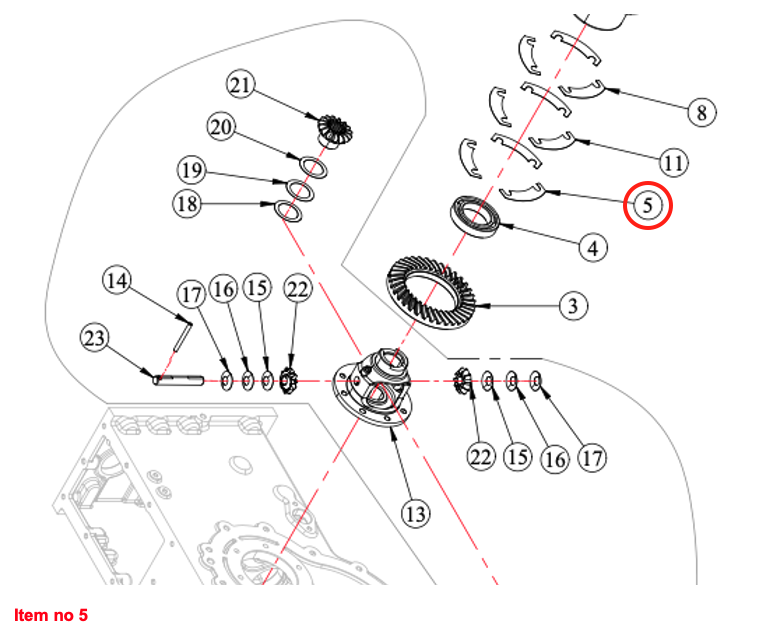 Carcasă diferențial cu șaibă (0,15) Captain, Startrac, Antonio Carraro, etc.,