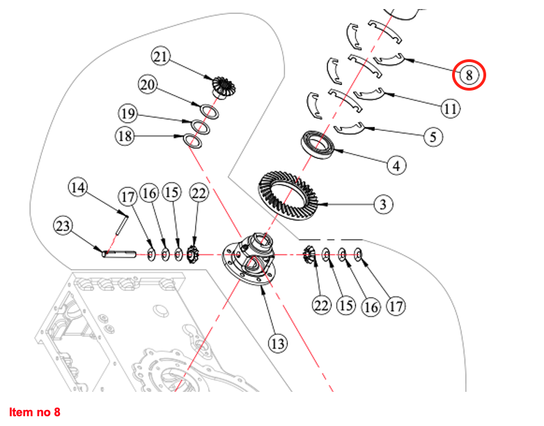Carcasă diferențial cu șaibă (0,20) Captain, Startrac, Antonio Carraro, etc.,