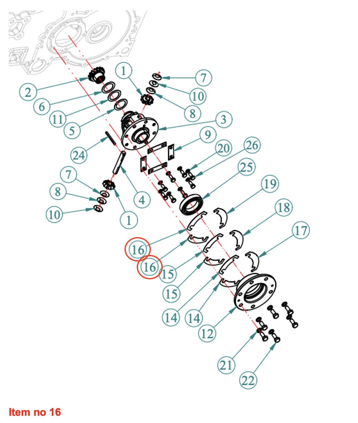 Diferențial de șaibă (0,50) (52,5°) Captain, Startrac, Antonio Carraro, etc.,