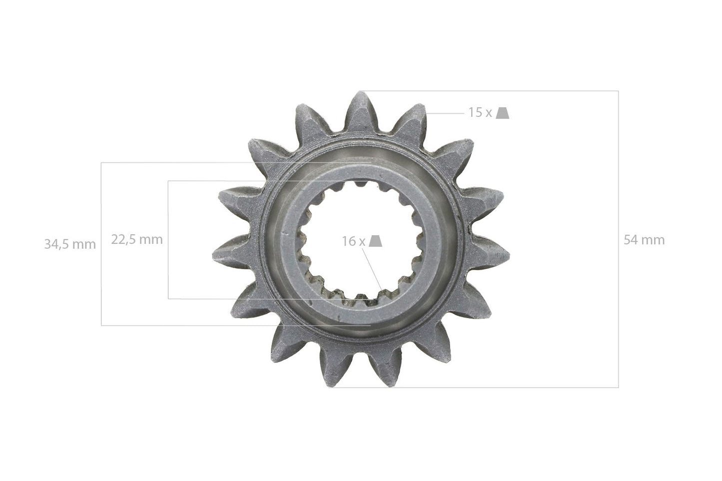 Angrenaj 15T - 16 caneluri Kubota, seria B, Zen Noh seria ZB
