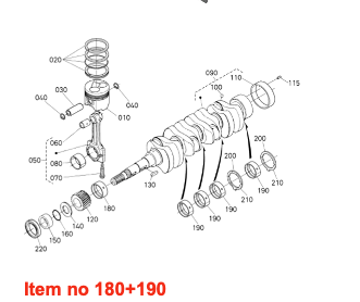 Set rulmenți arbore cotit STD 60mm Kubota V1903, V2003, V2203, V2403