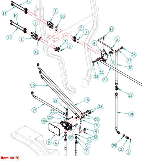 Furtun hidraulic 3/8” (53 cm) Captain, Startrac, Antonio Carraro, etc.