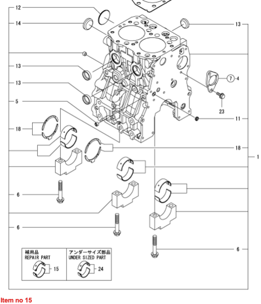 Set rulment principal standard Yanmar 2TN66, 2TNE68, 2TNV66, Bellier, Chatenet, Thermo King, Takeuchi, Komatsu, etc.