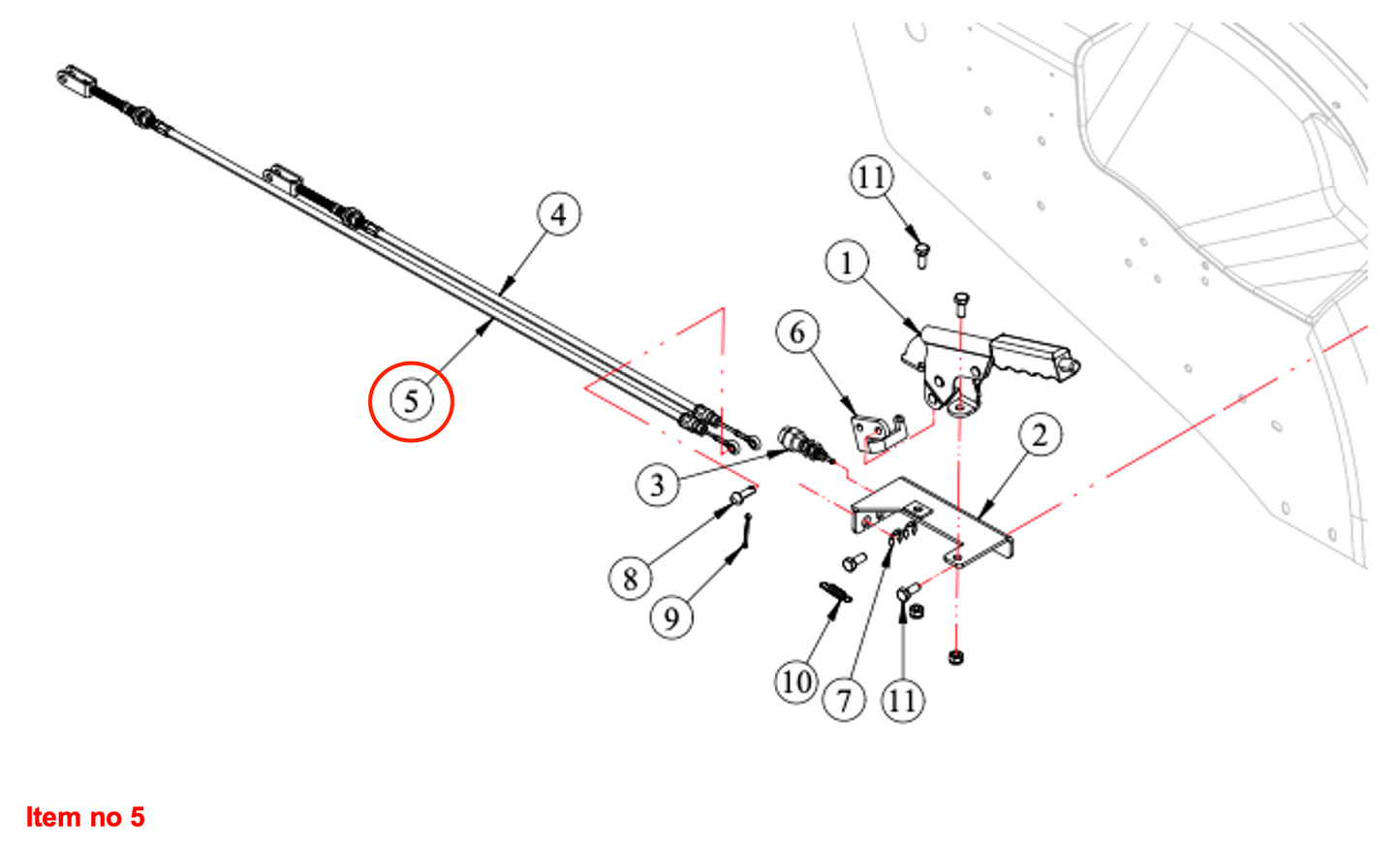 Cablu frână de mână (lung) Captain, Startrac, Antonio Carraro, etc.,