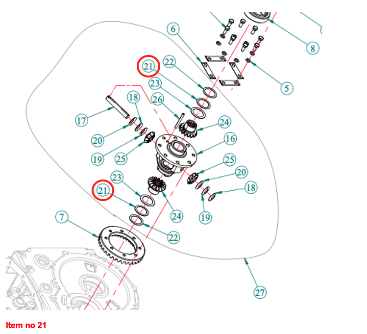 Diferențial spate 0.8mm (pentru Captain, Startrac, Antonio Carraro, etc.)