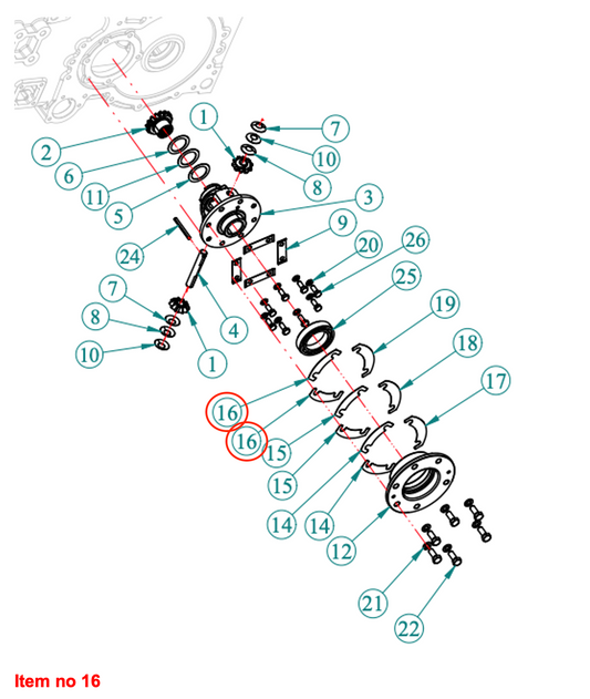 Diferențial de șaibă (0,50) (52,5°) Captain, Startrac, Antonio Carraro, etc.,