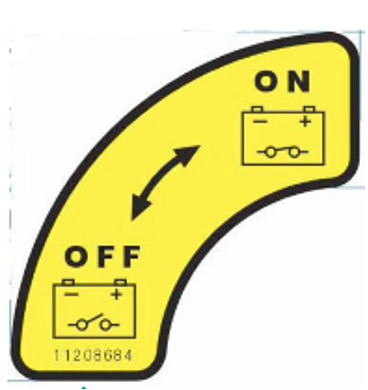 Autocolant comutator baterie Captain, Startrac, Antonio Carraro, etc.,