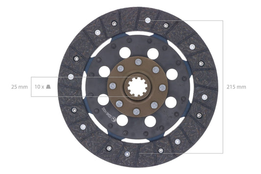 Disc ambreiaj 215mm / 8 1/2” Kubota, Case IH, Ford / New Holland, Shibaura, Hinomoto, Zen Noh, Kioti, Ransomes