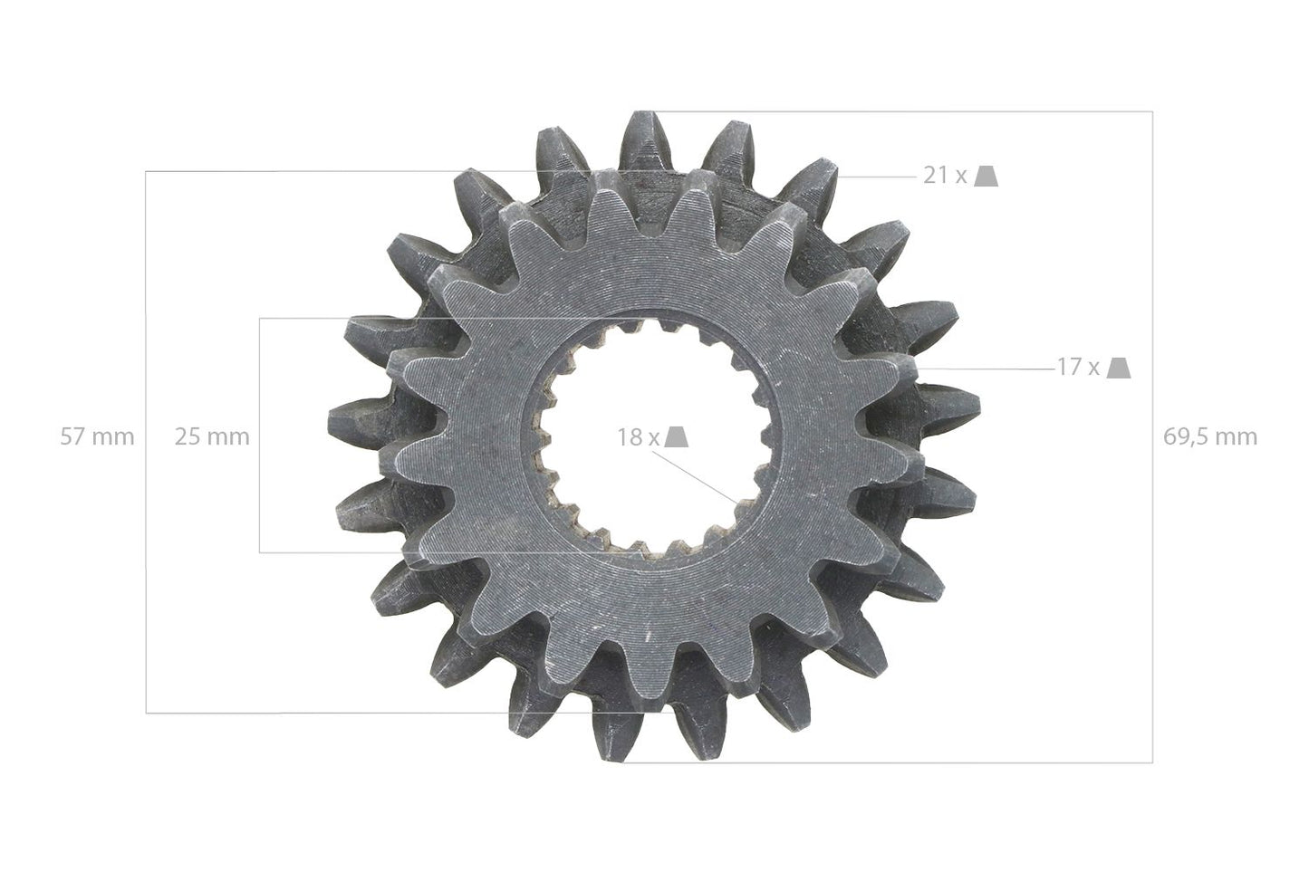 Angrenaj Iseki 17TX21T 18 caneluri Iseki tipuri TX, Bolens G, tipuri H, Massey Ferguson 1120, FB16 alb
