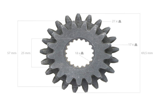 Angrenaj Iseki 17TX21T 18 caneluri Iseki tipuri TX, Bolens G, tipuri H, Massey Ferguson 1120, FB16 alb