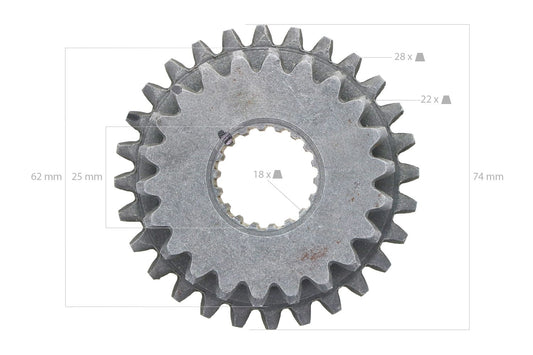 Angrenaj Kubota 22TX28T 18 caneluri