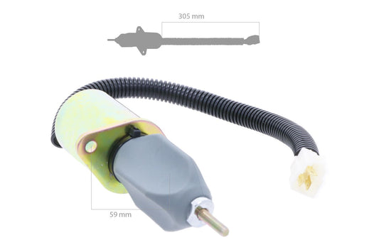 Solenoid de oprire 12 volți Yanmar 3TN75, 3TNC78, 3TNC80, 4TNC88, 4TNE94, 4TNE98, 4TNE106, B22, B27-2, B50-2, F180, F220, Gehl 602, 652, 802, SL7600, SL7800, etc.
