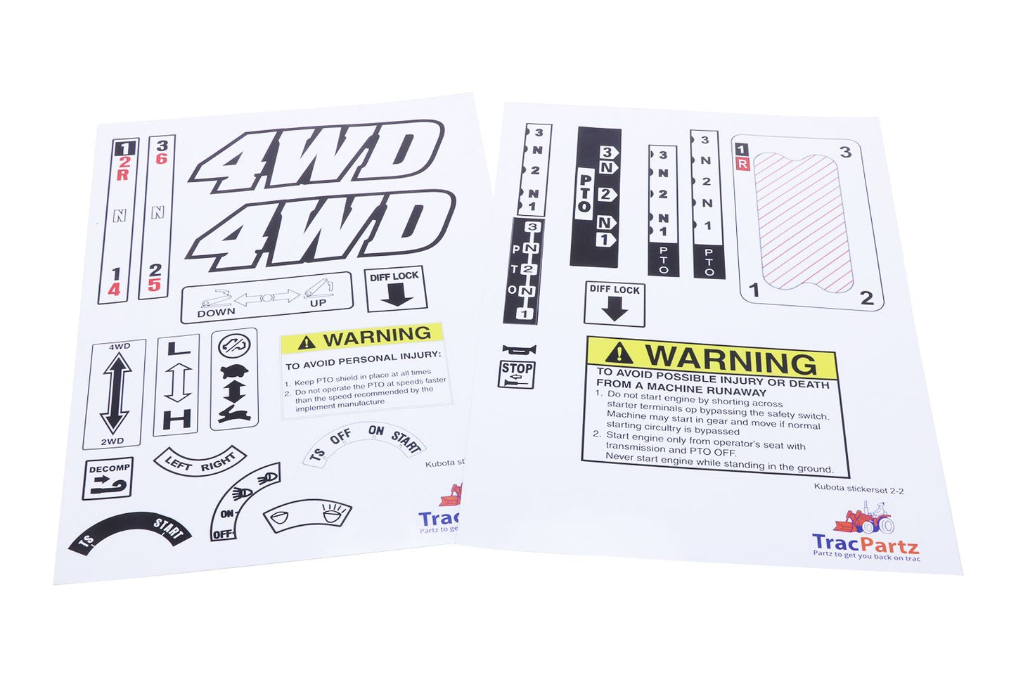 Decal sticker set Kubota B5000, B5001, B6000, B6001, B7000, B7001, B1200, B1400, B1402, B1500, B1502, B1600